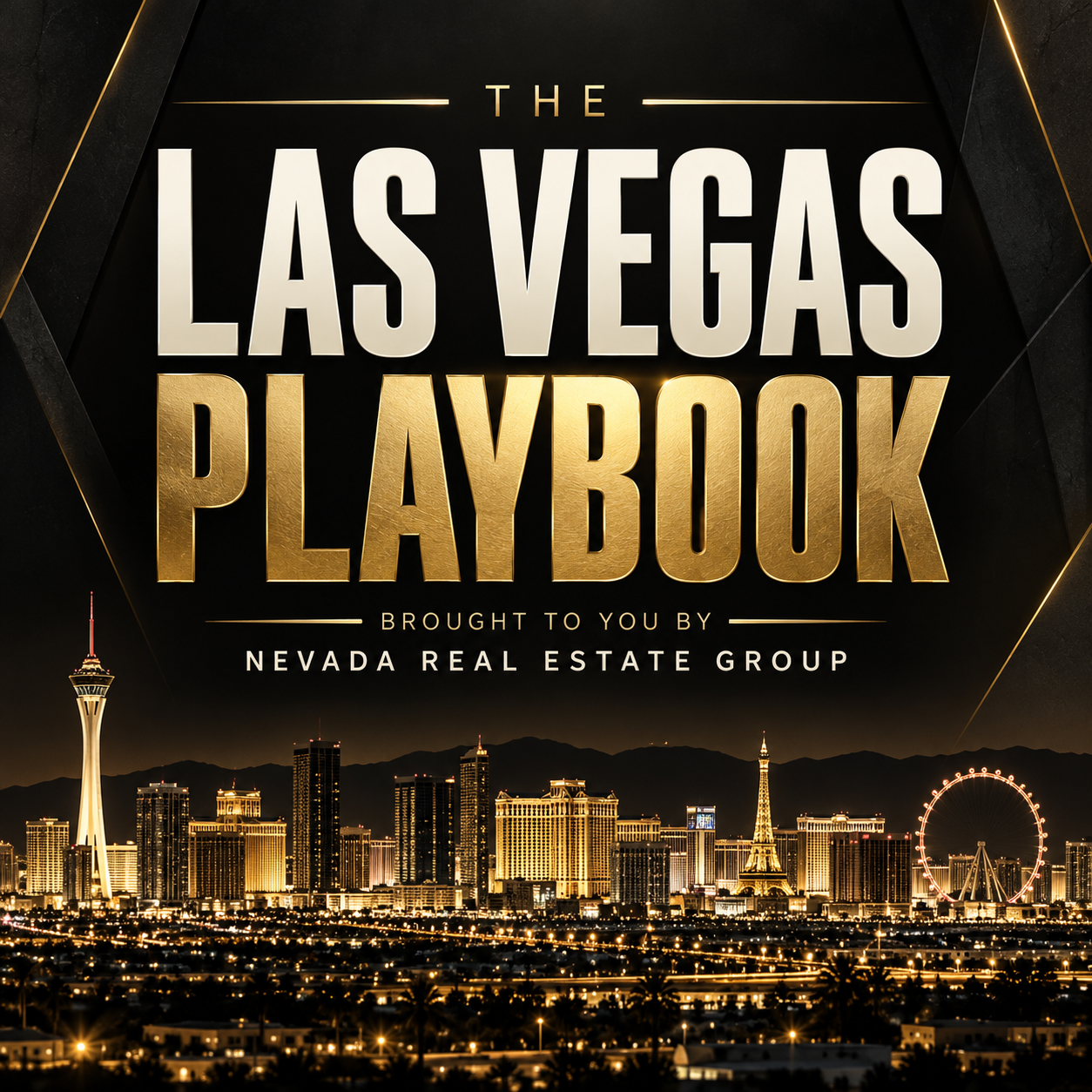The Las Vegas PlayBook podcast cover with a gold Las Vegas skyline
